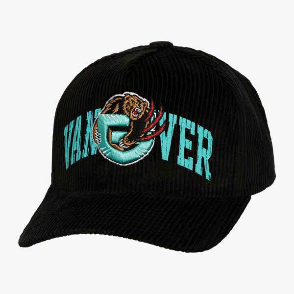 Vancouver Grizzlies Black Hardwood Classics Arch Stamp Pro Pinch Snapback Hat