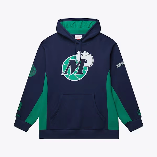 Dallas Mavericks Navy Hardwood Classics Team Origins Fleece Pullover Hoodie