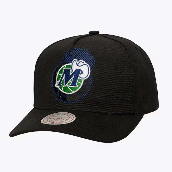Dallas Mavericks Black Hardwood Classics Tilted Pro Pinch Snapback Hat