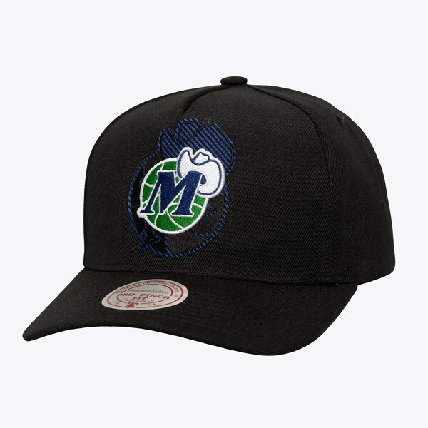 Dallas Mavericks Black Hardwood Classics Tilted Pro Pinch Snapback Hat
