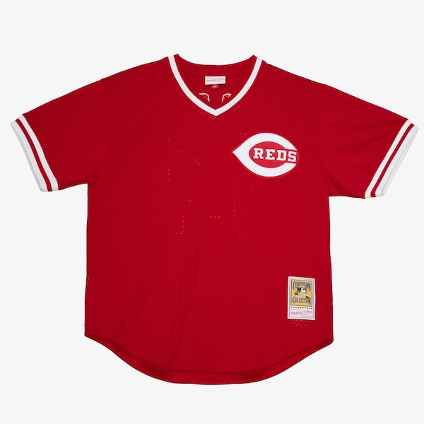 Men's Johnny Bench Cincinnati Reds Red 1983 Mesh Batting Practice Jersey