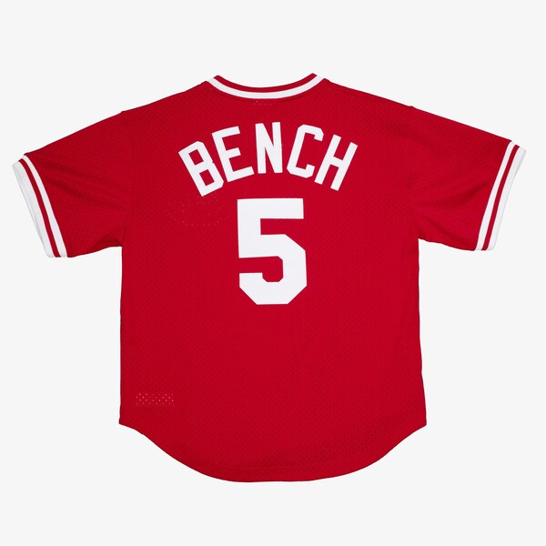Men's Johnny Bench Cincinnati Reds Red 1983 Mesh Batting Practice Jersey 3 Men's Johnny Bench Cincinnati Reds Red 1983 Mesh Batting Practice Jersey