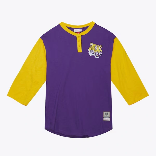 LSU Tigers Purple Legendary Slub 3/4-Sleeve Henley Top