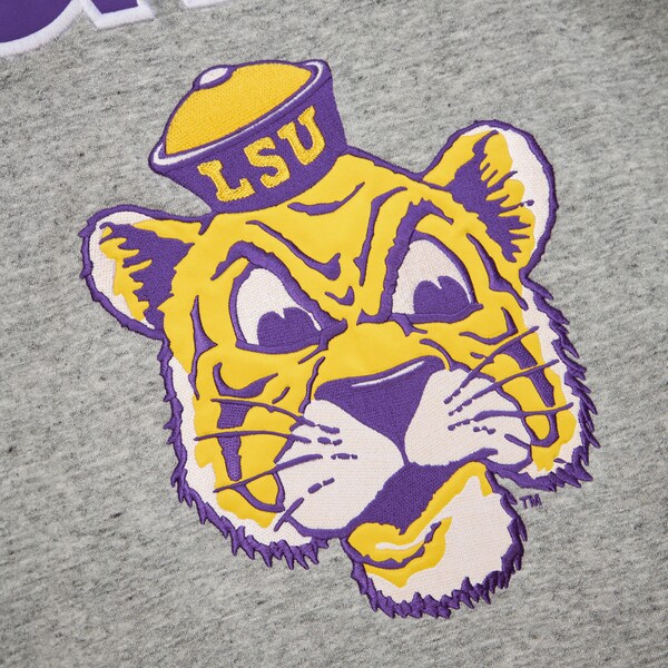 LSU Tigers Heather Gray Vintage Logo Full Field Satin Fleece Pullover Sweatshirt 4 LSU Tigers Heather Gray Vintage Logo Full Field Satin Fleece Pullover Sweatshirt