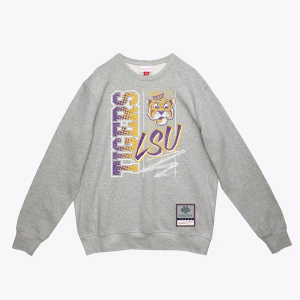 LSU Tigers Heather Gray Halftime Script Pullover Sweatshirt