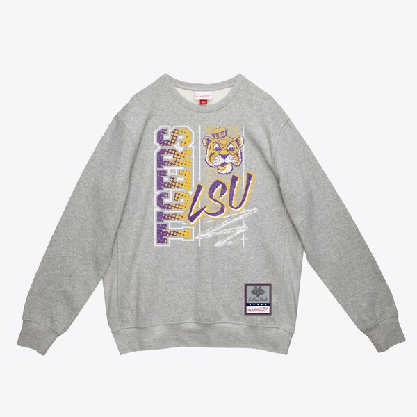 LSU Tigers Heather Gray Halftime Script Pullover Sweatshirt