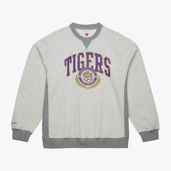 LSU Tigers Gray Premium Vintage Logo Fleece Pullover Sweatshirt