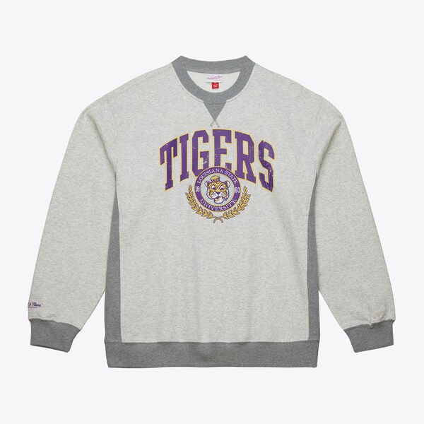 LSU Tigers Gray Premium Vintage Logo Fleece Pullover Sweatshirt