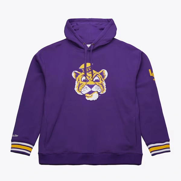 LSU Tigers Purple Chainstitch Vintage Logo Pullover Hoodie