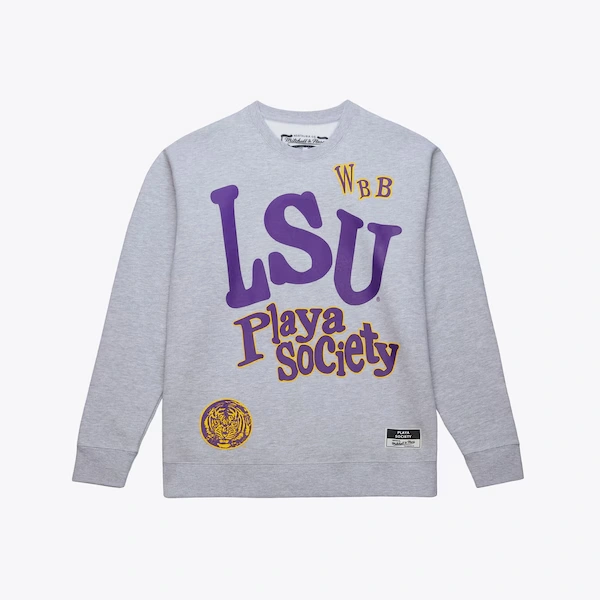 LSU Tigers Heather Gray NCAA x Playa Society Fleece Sweatshirt