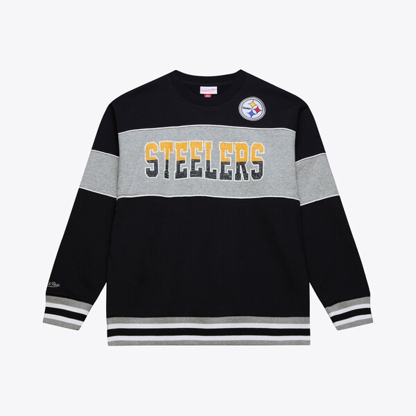 Pittsburgh Steelers Black/Heather Gray Fleece Crewneck Sweatshirt