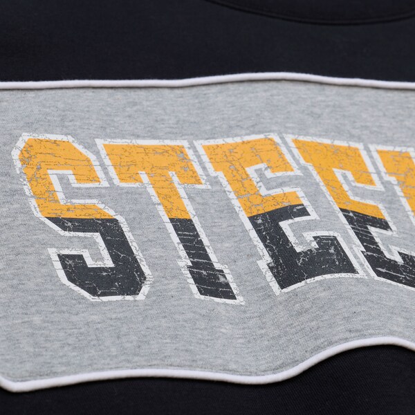 Pittsburgh Steelers Black/Heather Gray Fleece Crewneck Sweatshirt 5 Pittsburgh Steelers Black/Heather Gray Fleece Crewneck Sweatshirt