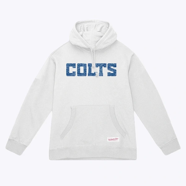 Indianapolis Colts White Distressed Wordmark Pullover Hoodie