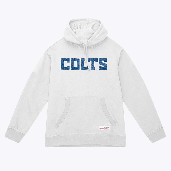 Indianapolis Colts White Distressed Wordmark Pullover Hoodie