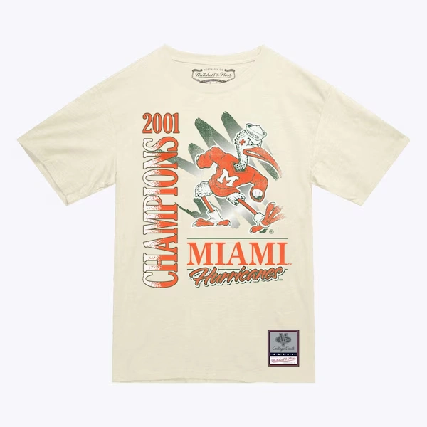 Miami Hurricanes Cream Retro Brush T-Shirt