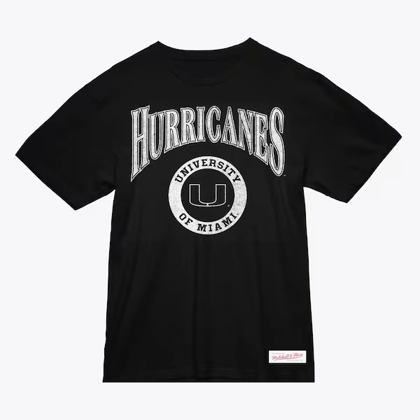 Miami Hurricanes Black Arched Logo Lockup Slub T-Shirt