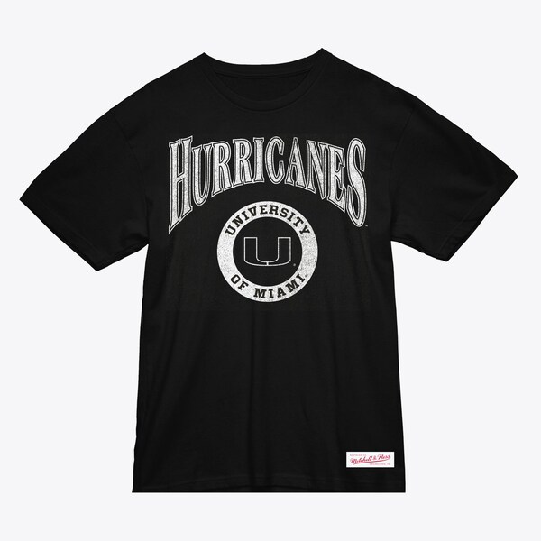 Miami Hurricanes Black Arched Logo Lockup Slub T-Shirt