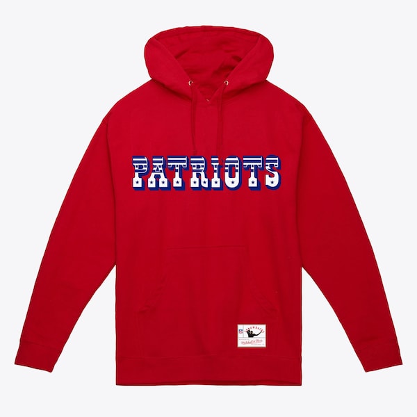 New England Patriots Red Wordmark Pullover Hoodie