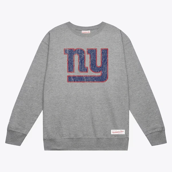 New York Giants Heather Gray Distressed Prime Logo Pullover Sweatshirt