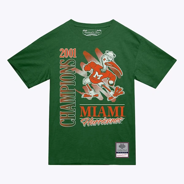 Miami Hurricanes Green Retro Brush T-Shirt