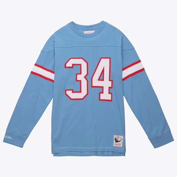 Tennessee Oilers Light Blue Earl Campbell Oilers Retired Player Name & Number Long Sleeve T-Shirt