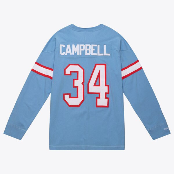 Tennessee Oilers Light Blue Earl Campbell Oilers Retired Player Name & Number Long Sleeve T-Shirt