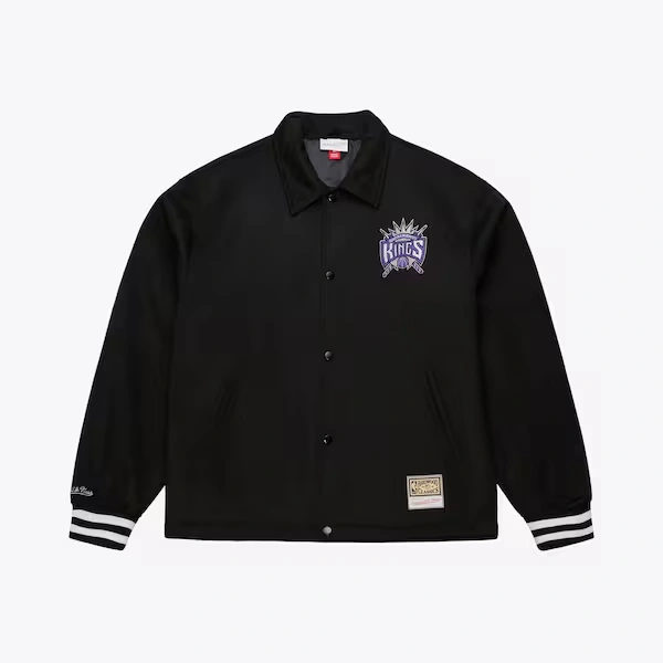 Sacramento Kings Black Oversweep Varsity Full-Snap Jacket