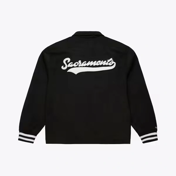 Sacramento Kings Black Oversweep Varsity Full-Snap Jacket 3 Sacramento Kings Black Oversweep Varsity Full-Snap Jacket