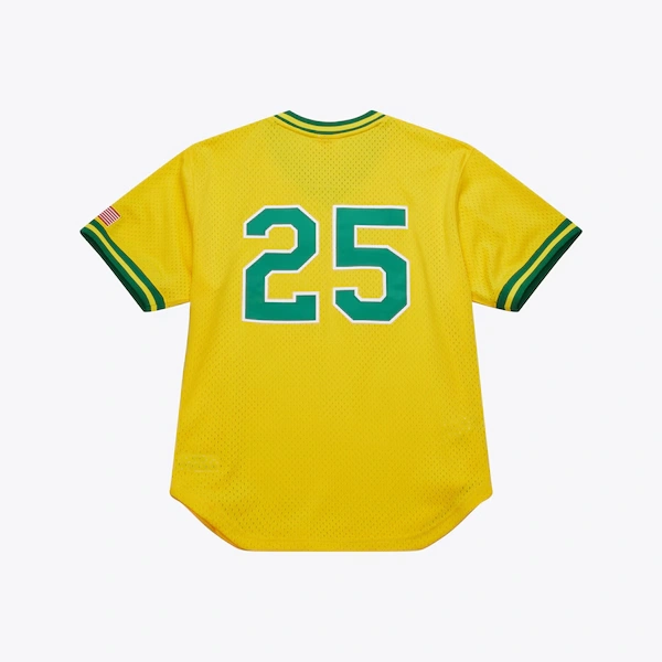 Men's Mark McGwire Athletics Gold 1990 Mesh Batting Practice Jersey 3 Men's Mark McGwire Athletics Gold 1990 Mesh Batting Practice Jersey