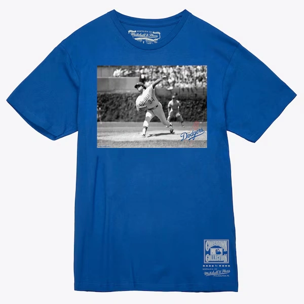 Fernando Valenzuela Los Angeles Dodgers Royal Black & White Photo T-Shirt