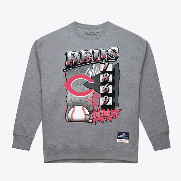 Cincinnati Reds Gray Overspray Pullover Sweatshirt