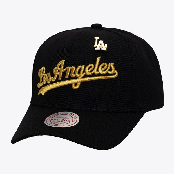 Los Angeles Dodgers Black Pinned Gold Pro Crown Snapback Hat
