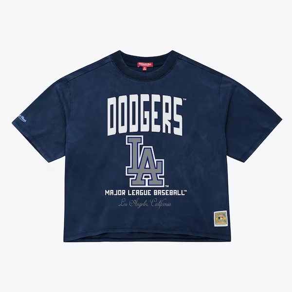 Women's Los Angeles Dodgers Navy Cropped Boxy T-Shirt