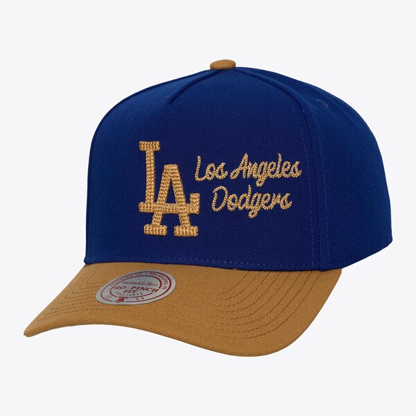 Los Angeles Dodgers Royal/Tan Side Script Pro Pinch Snapback Hat