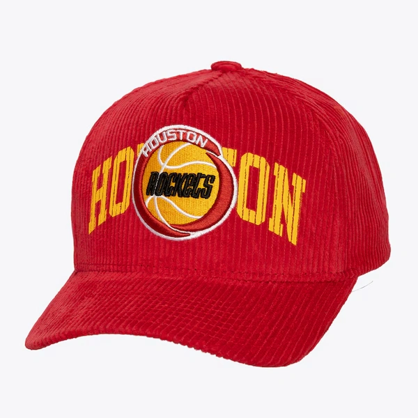 Houston Rockets Red Hardwood Classics Arch Stamp Pro Pinch Snapback Hat