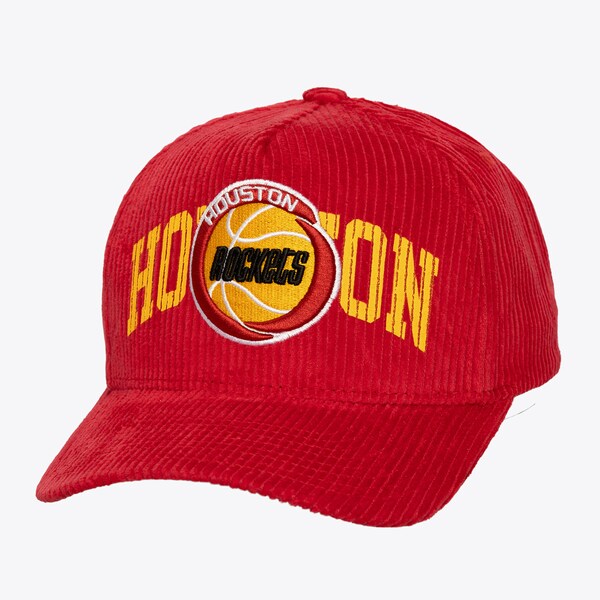 Houston Rockets Red Hardwood Classics Arch Stamp Pro Pinch Snapback Hat