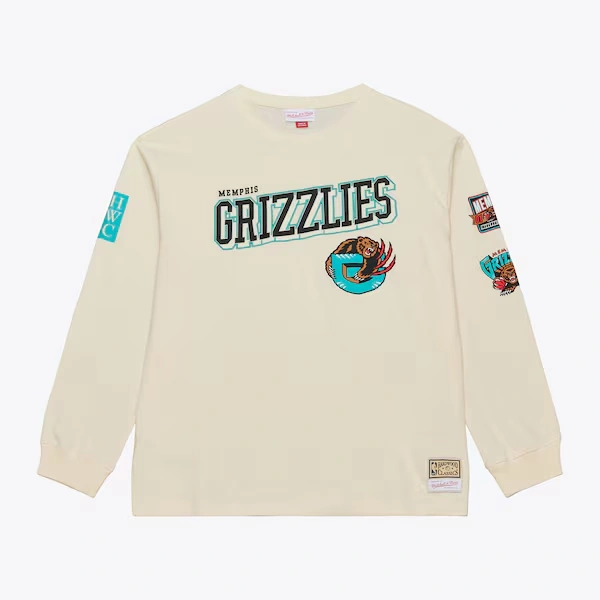 Memphis Grizzlies Cream Dusted Vintage Training Camp Long Sleeve T-Shirt