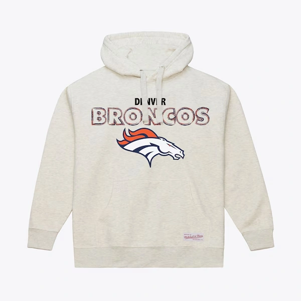 Denver Broncos White Sketch Outline Hoodie