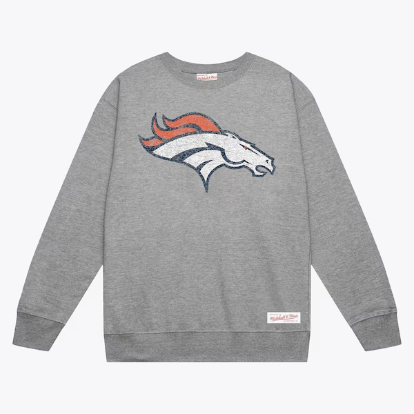 Denver Broncos Heather Gray Distressed Prime Logo Pullover Sweatshirt