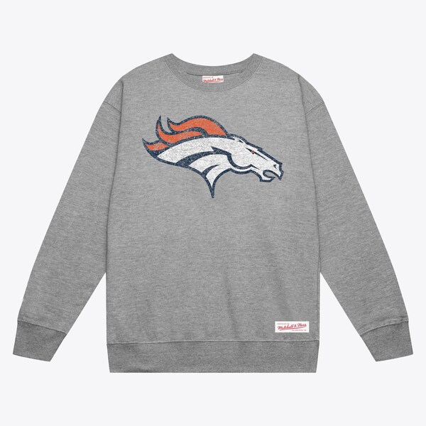 Denver Broncos Heather Gray Distressed Prime Logo Pullover Sweatshirt