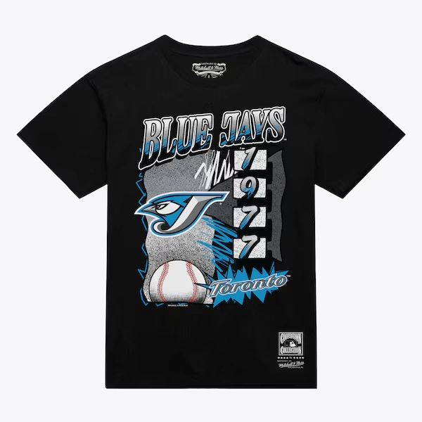 Toronto Blue Jays Black Cooperstown Overspray T-Shirt