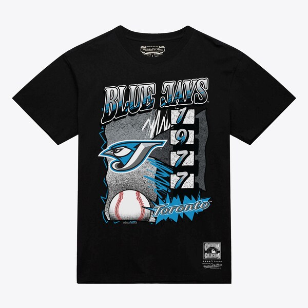Toronto Blue Jays Black Cooperstown Overspray T-Shirt