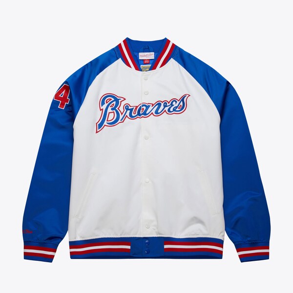 Hank Aaron Atlanta Braves White Satin Raglan Full-Snap Jacket