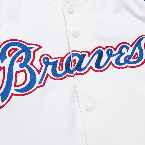 Hank Aaron Atlanta Braves White Satin Raglan Full-Snap Jacket 4 Hank Aaron Atlanta Braves White Satin Raglan Full-Snap Jacket