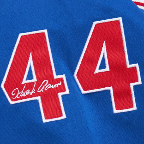 Hank Aaron Atlanta Braves White Satin Raglan Full-Snap Jacket 5 Hank Aaron Atlanta Braves White Satin Raglan Full-Snap Jacket