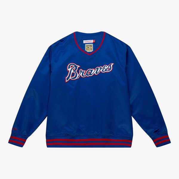 Atlanta Braves Royal Sideline V-Neck Satin Pullover Jacket