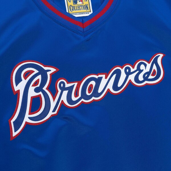 Atlanta Braves Royal Sideline V-Neck Satin Pullover Jacket 4 Atlanta Braves Royal Sideline V-Neck Satin Pullover Jacket