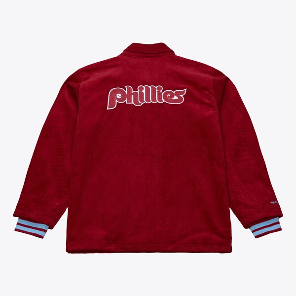Philadelphia Phillies Burgundy Off the Bus Corduroy Coaches Full-Snap Jacket
