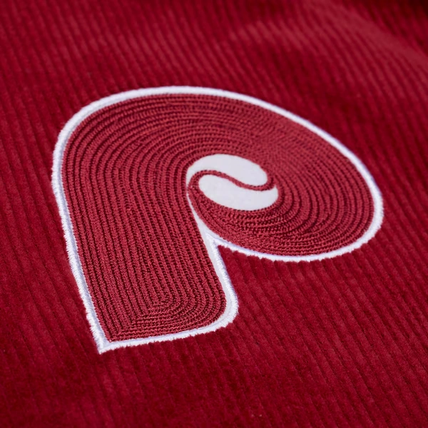 Philadelphia Phillies Burgundy Off the Bus Corduroy Coaches Full-Snap Jacket
