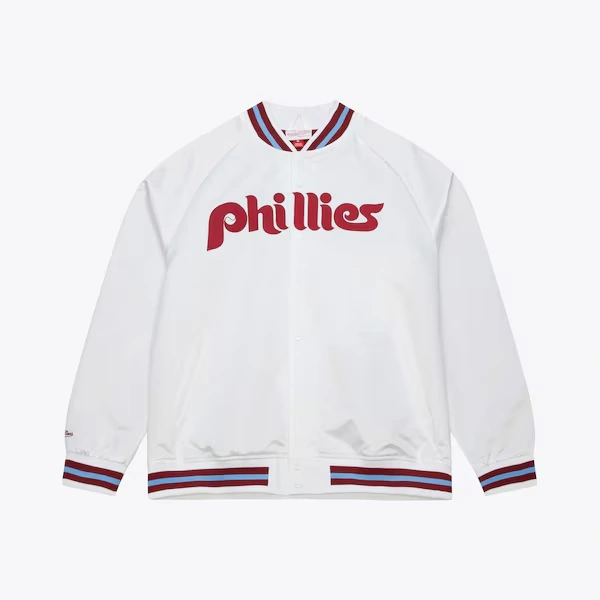 Philadelphia Phillies White Vintage Lightweight Satin Full-Snap Jacket